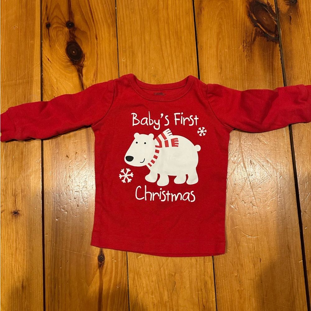 George Red Baby's First Christmas Long Sleeve Tee